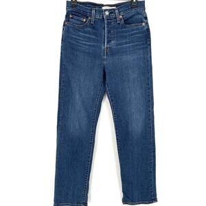 Levis Wedgie Jeans Womens 28 Icon Fit Ankle Dark Wash Denim High Stretch 28x27